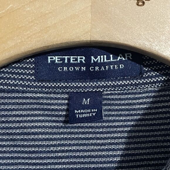 PETER MILLAR Crown Crafted Polo Shirt Men’s Medium Power Design Embroidered Silk - Picture 1 of 10